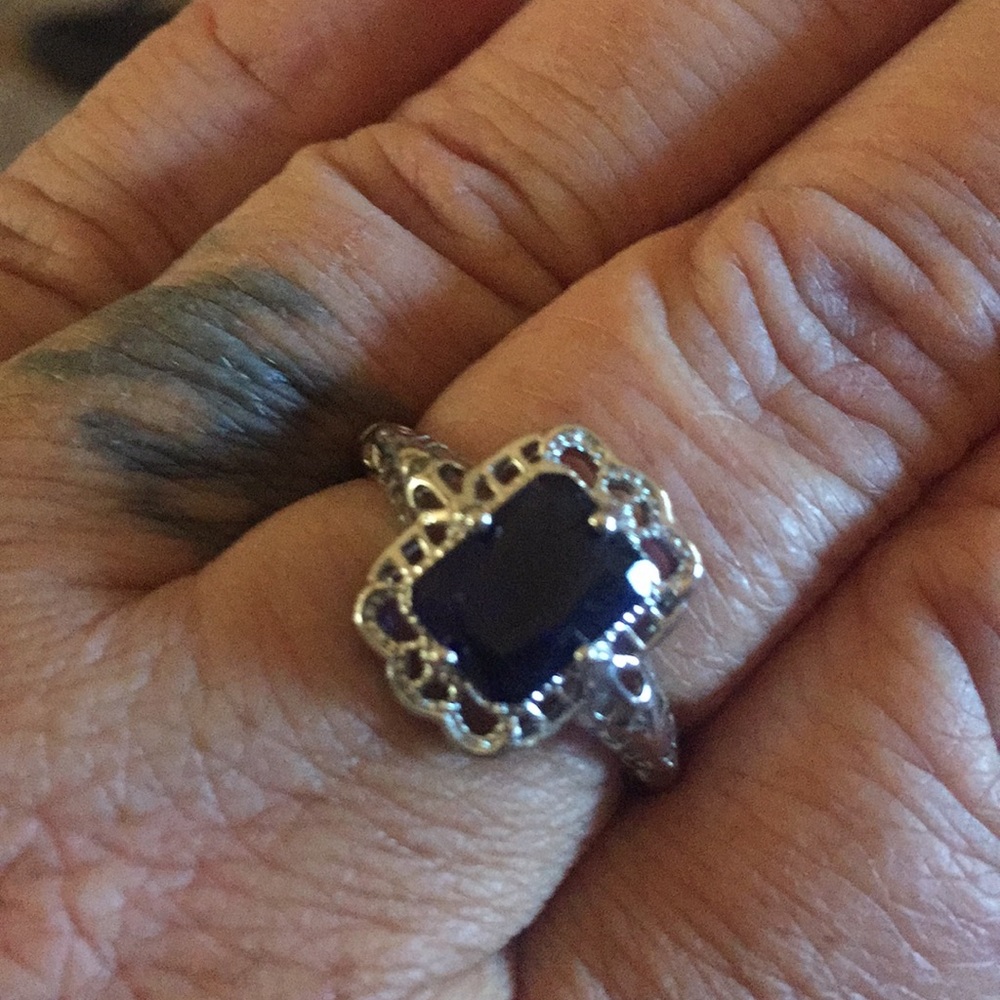 Beautiful blue stone 925 stamped ring.